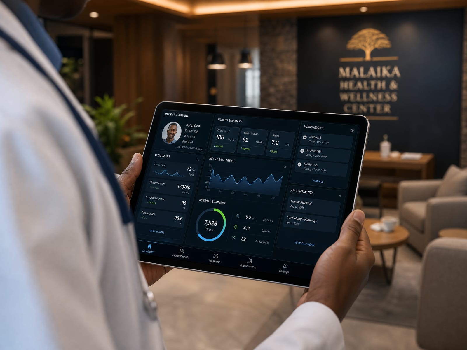 Conceptual illustration of a connected digital health network.